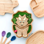 Load image into Gallery viewer, Dinosaur Bamboo Suction Plate - Green/Purple
