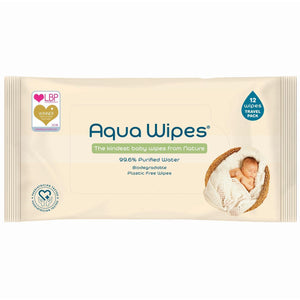 Aqua Wipes 100% Biodegradeable Baby Wipes - Box of 12 travel packs
