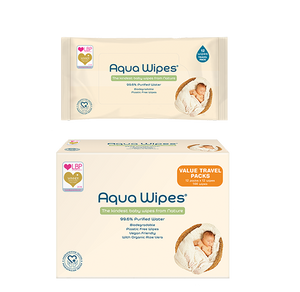 Aqua Wipes 100% Biodegradeable Baby Wipes - Box of 12 travel packs