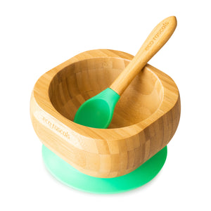 Baby Bowl and Spoon Set: Bamboo Suction Bowl with Spoon - 5 colours