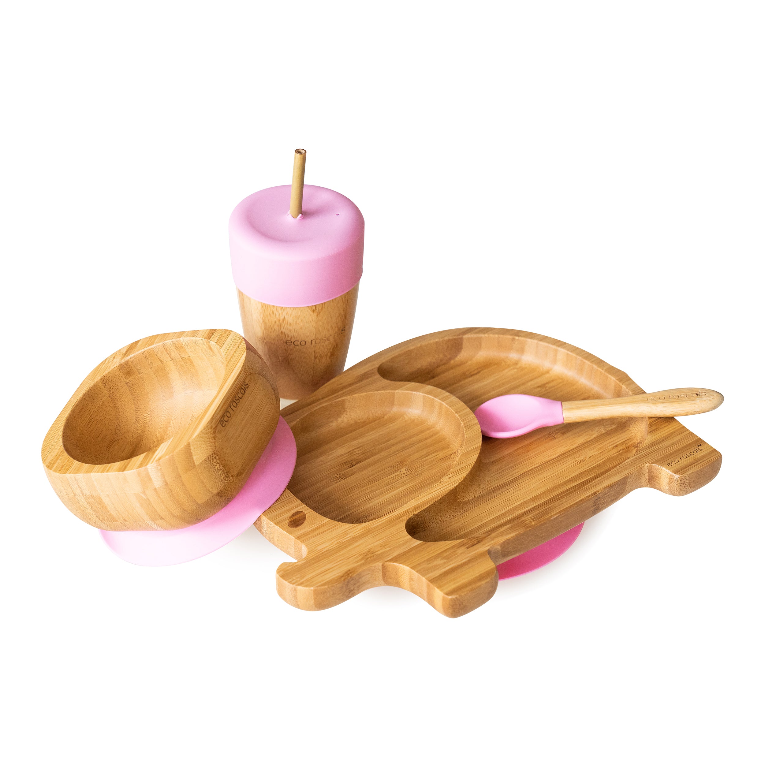 Bamboo Elephant Mealtime Gift Set - Pink/Blue