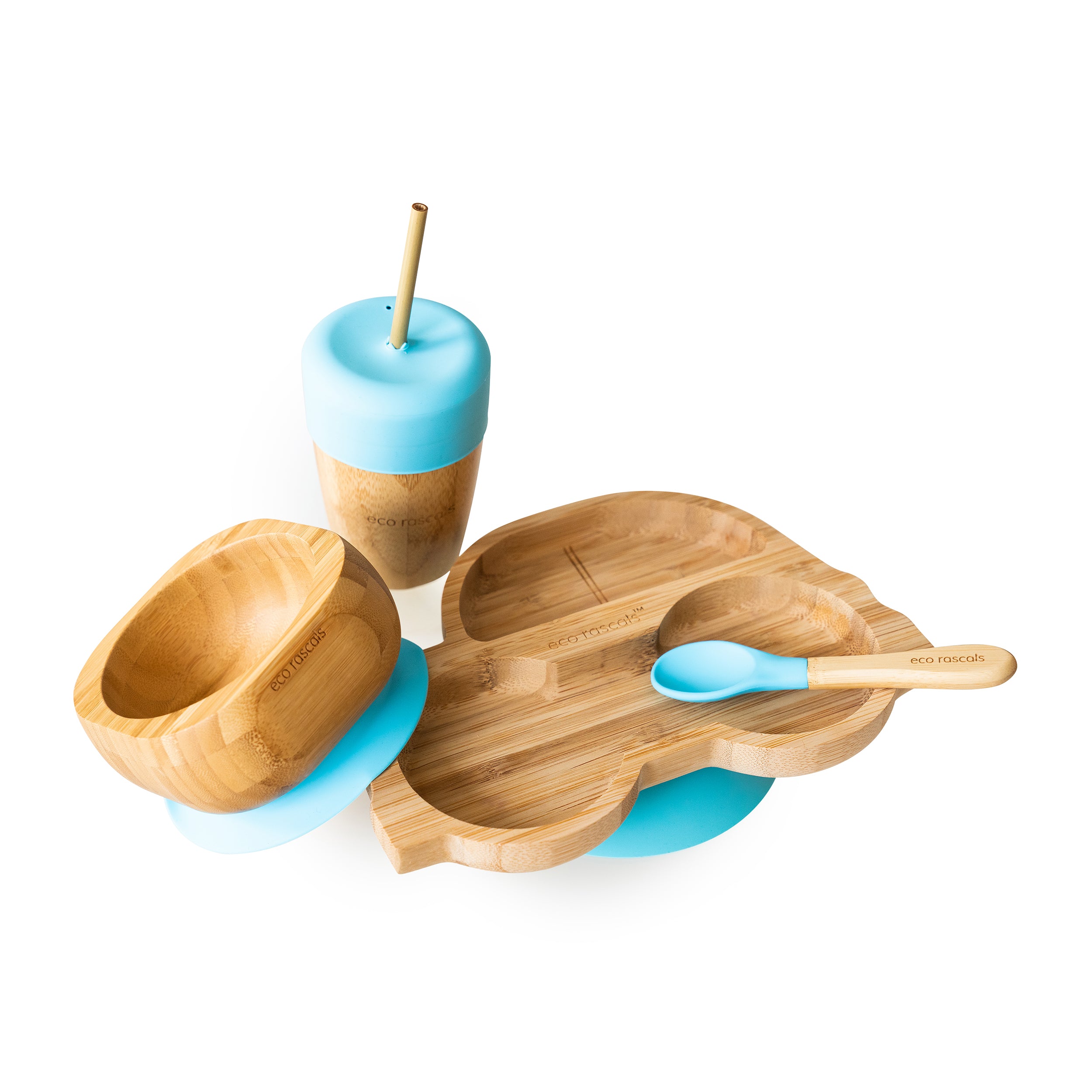 Bamboo Car Mealtime Gift Set - Blue